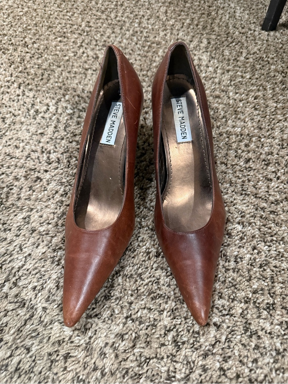 Steve Madden Brown Pointed Toe Leather Pumps